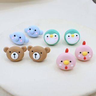 Resin Chicken Earring 1 Pair - Pink Chicken - One Size