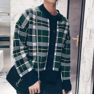 Plaid Cardigan Green - One Size