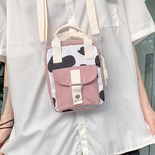Cow Pattern Panel Nylon Cross Shoulder Bag