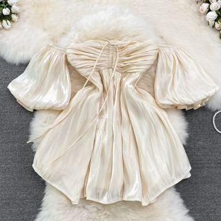 Off-shoulder Drawstring Bandeau Dress