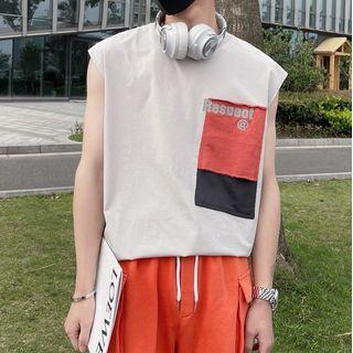 Sleeveless Color Block Lettering Top