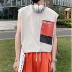 Sleeveless Color Block Lettering Top