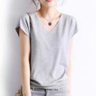 Short-sleeve V-neck T-shirt Gray - M