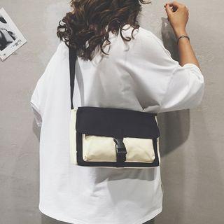 Buckled Two Tone Mini Messenger Bag