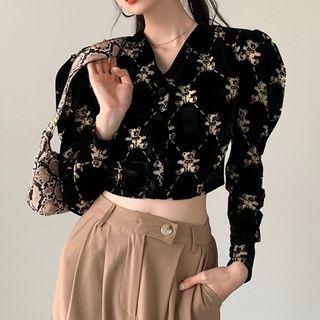 Floral Pattern Velvet Shirt