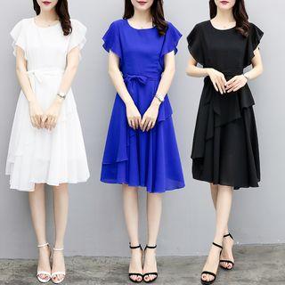 Cap-sleeve Chiffon A-line Dress