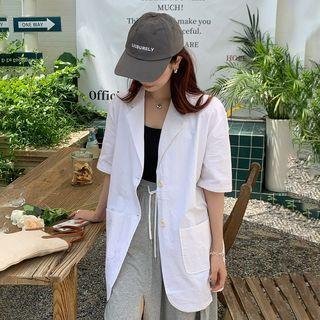 Elbow-sleeve Blazer White - One Size