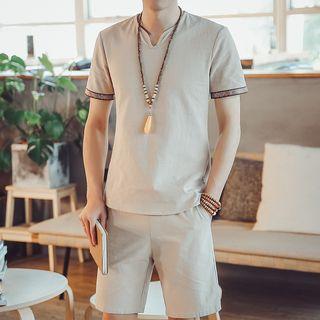 Set: Notched-neck Top + Shorts