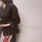 V-neck Bell-sleeve Pleated-hem Blouse