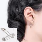925 Sterling Silver Safety Pin Earring 1 Pair - As Shown In Figure - One Size
