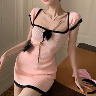 Contrast Trim Knit Mini Bodycon Dress / Top