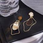 Irregular Alloy Asymmetrical Dangle Earring Era085-05 - 1 Pair - Brown & Godl - One Size