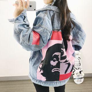 Printed Loose Fit Denim Jacket