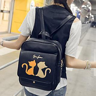 Cartoon Cat Applique Backpack