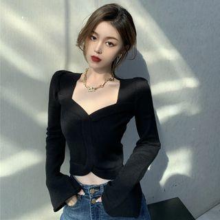 Square-neck Flared-sleeve Sweater