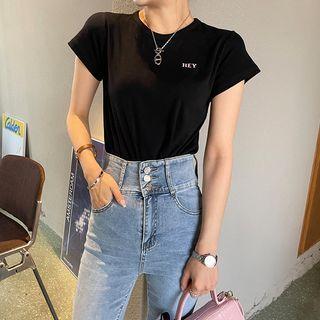 Hey Letter Cap-sleeve T-shirt