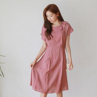 Ruffle-neck A-line Dress