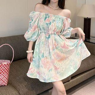 Elbow-sleeve Floral A-line Dress (various Designs)