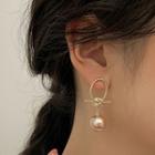 Knot Alloy Faux Pearl Dangle Earring 1 Pair - Earring - Gold - One Size