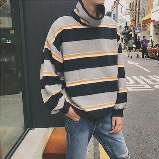Striped High-neck Pullover