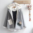 Embroidered Fleece Lined Hooded Coat