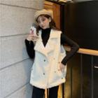 Turtleneck Long-sleeve Knit Top / Faux-shearling Vest