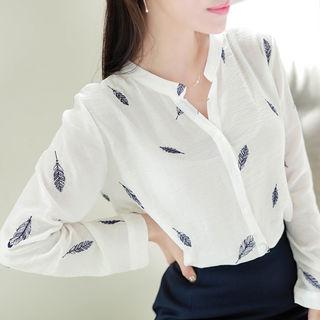 Open-placket Foliage Shirt Ivory - One Size
