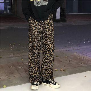 Leopard Print Straight Cut Pants