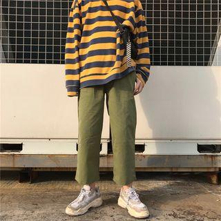 Plain Straight-cut Casual Pants