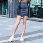 Two-tone Denim Mini Skirt