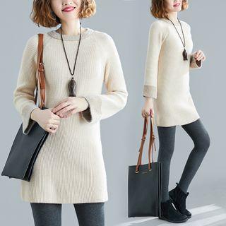 Color-panel Mini Sweater Dress