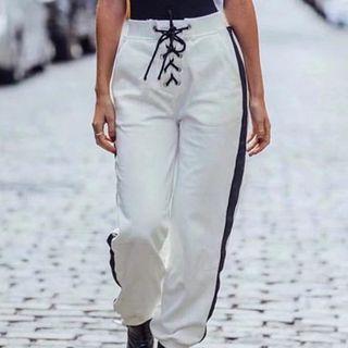 Lace-up Two-tone Panel Sweatpants