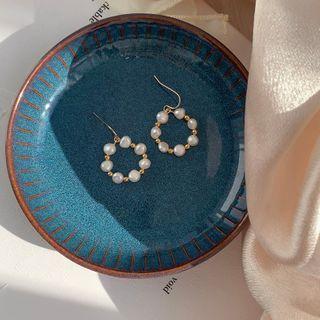 Freshwater Pearl Hoop Dangle Earring 1 Pair - Gold - One Size
