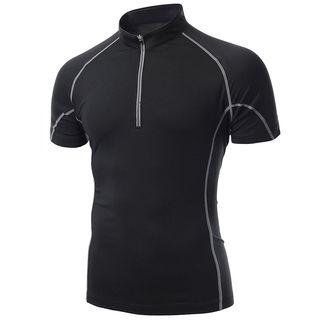 Stand-collar Short-sleeve Sport Top