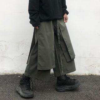 High-waist Layered Straight-cut Pants