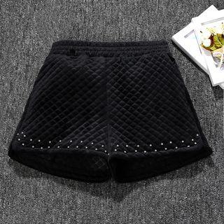 Studded Quilted Wide Leg Shorts