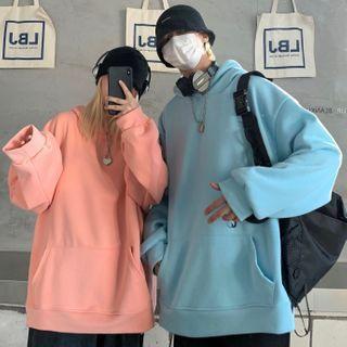 Plain Front Pocket Hooded Sweatshirt