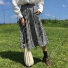 Check A-line Skirt As Figure - One Size