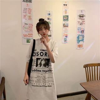 Letter Print Short Sleeve T-shirt Dress