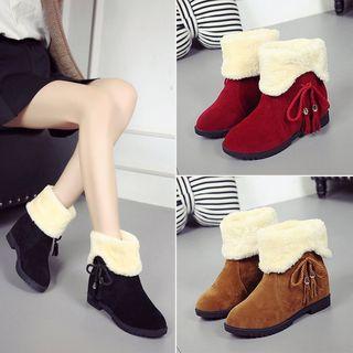 Bow Accent Hidden Wedge Snow Boots