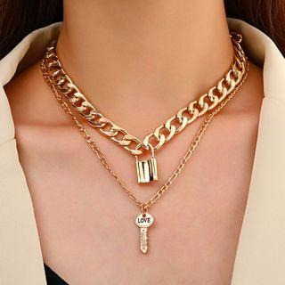 Layered Lock & Key Necklace