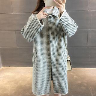 Houndstooth Single-breasted Knit Coat