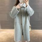 Houndstooth Single-breasted Knit Coat