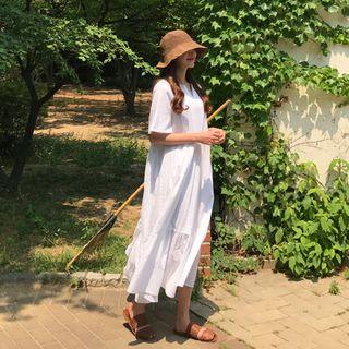 V-neck A-line Maxi Dress