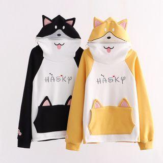 Color Block Ear Accent Hoodie