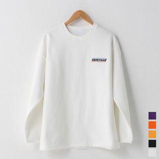 Letter Embroidered Brushed-fleece Lined T-shirt