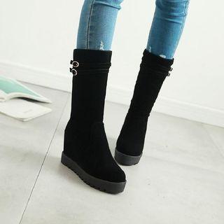 Platform Hidden-wedge Mid-calf Boots
