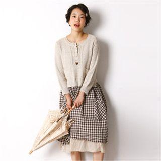 Inset Knit Top Midi Dress
