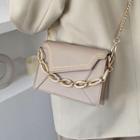 Panel Faux Leather Chained Shoulder Bag