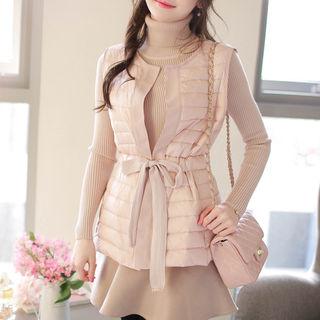 Tie-waist Duck-down Padded Vest